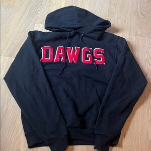 Champion Black Hoodie with Red Lettering
